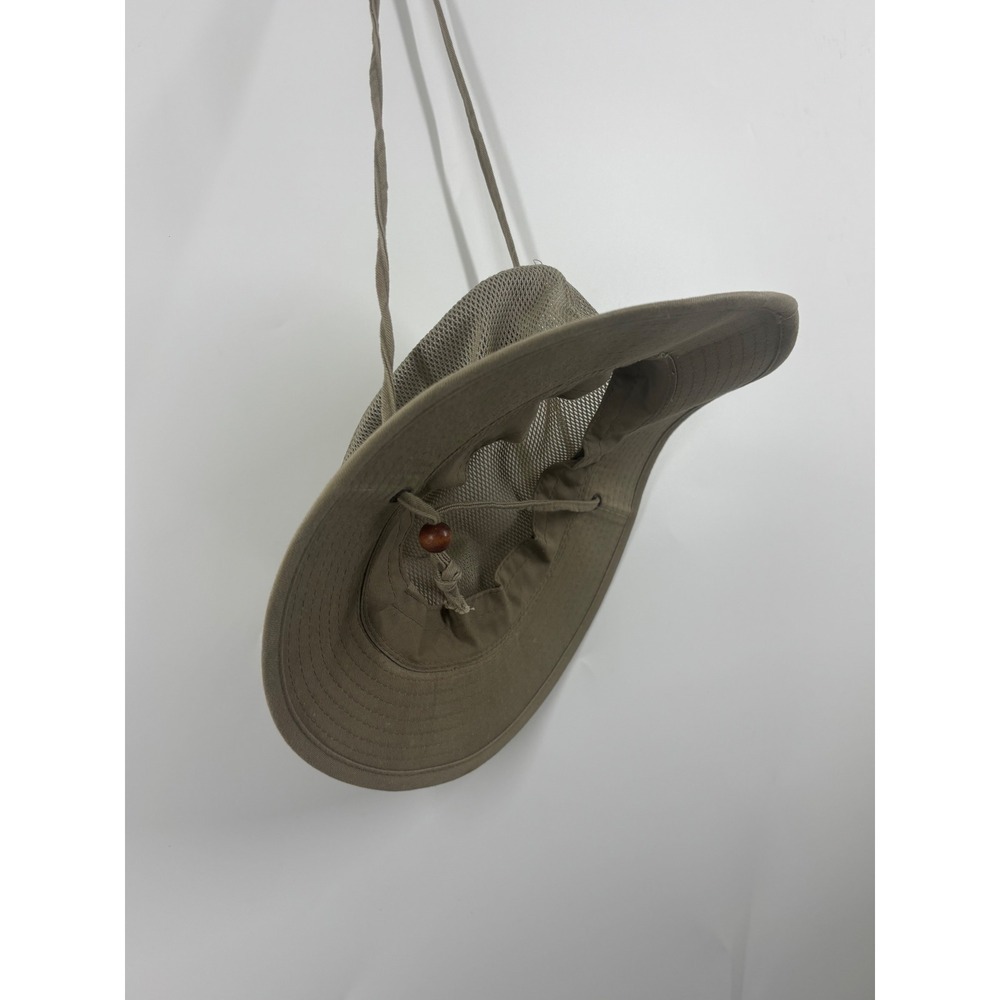 Cov-Ver Your World Khaki Cotton Mesh Safari Sun Hat Wide Brim Chin Strap Large